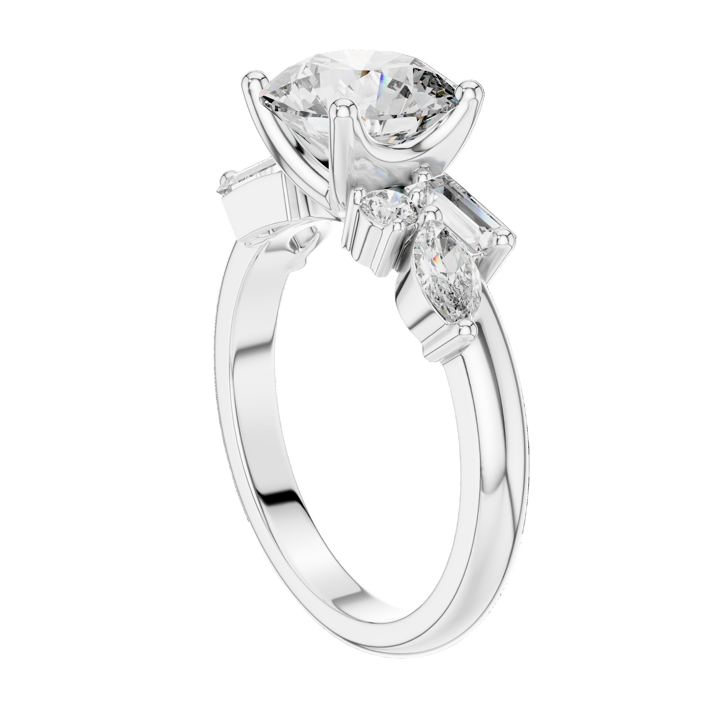 2.786 CT Round Brilliant Lab Diamond Ring for Women | VVS-VS EF CVD Diamonds | Multi-Cut Stones | 18KT, 14KT, 10KT Gold & 925 Silver | Moissanite Option | Rose, Yellow, White Gold