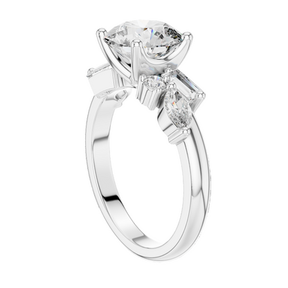 2.786 CT Round Brilliant Lab Diamond Ring for Women | VVS-VS EF CVD Diamonds | Multi-Cut Stones | 18KT, 14KT, 10KT Gold & 925 Silver | Moissanite Option | Rose, Yellow, White Gold