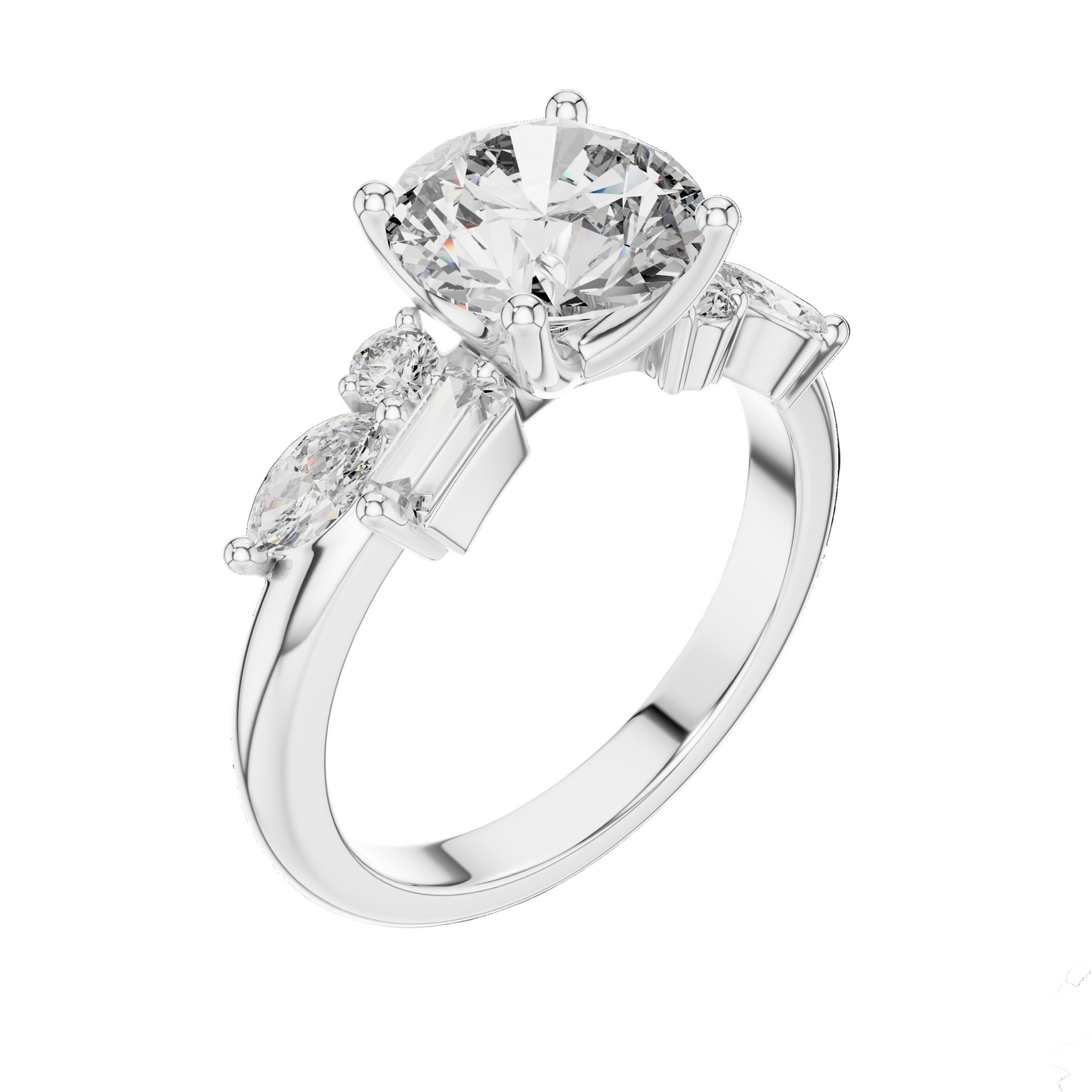 2.786 CT Round Brilliant Lab Diamond Ring for Women | VVS-VS EF CVD Diamonds | Multi-Cut Stones | 18KT, 14KT, 10KT Gold & 925 Silver | Moissanite Option | Rose, Yellow, White Gold