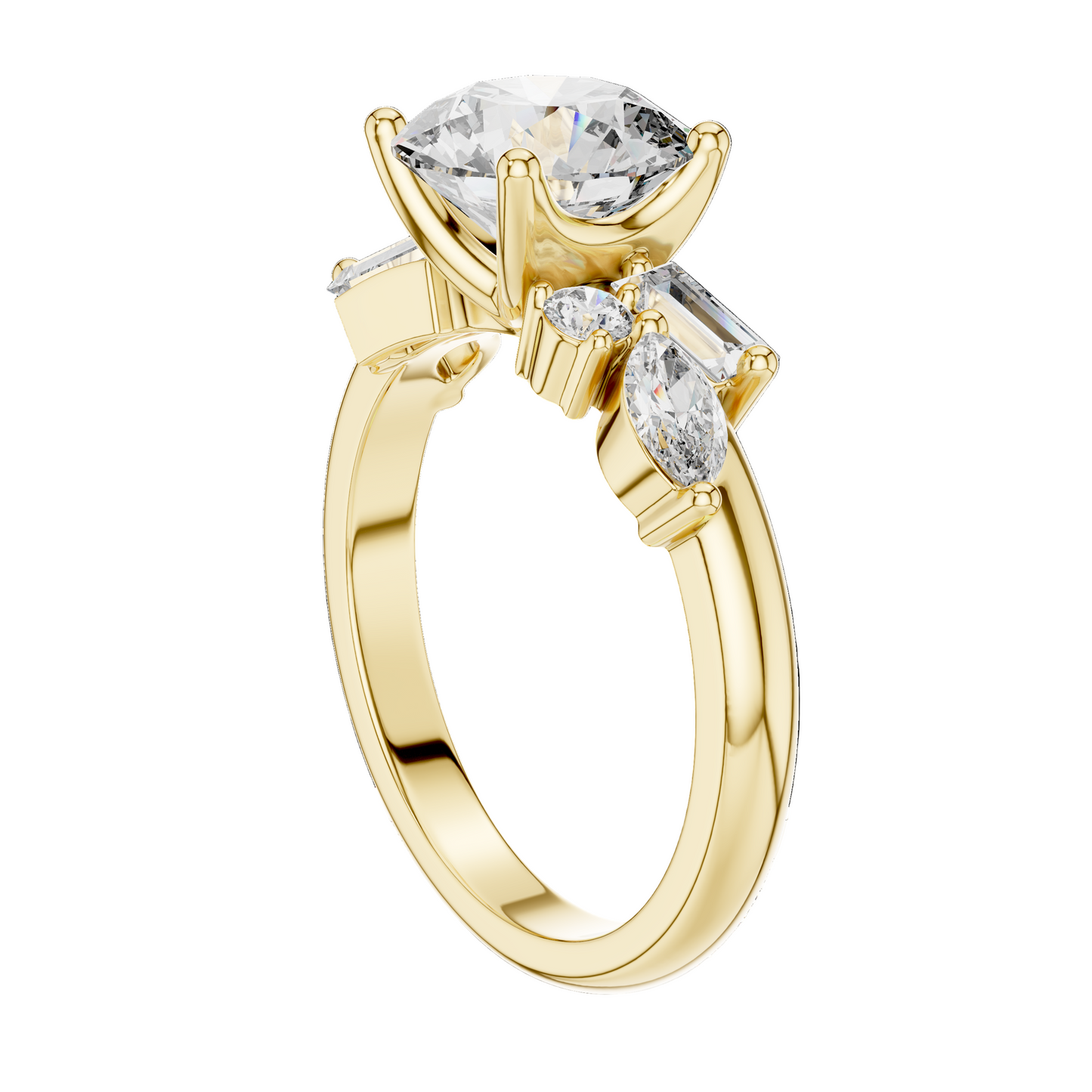 2.786 CT Round Brilliant Lab Diamond Ring for Women | VVS-VS EF CVD Diamonds | Multi-Cut Stones | 18KT, 14KT, 10KT Gold & 925 Silver | Moissanite Option | Rose, Yellow, White Gold