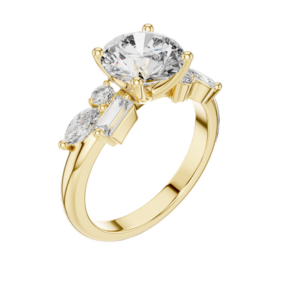 2.786 CT Round Brilliant Lab Diamond Ring for Women | VVS-VS EF CVD Diamonds | Multi-Cut Stones | 18KT, 14KT, 10KT Gold & 925 Silver | Moissanite Option | Rose, Yellow, White Gold