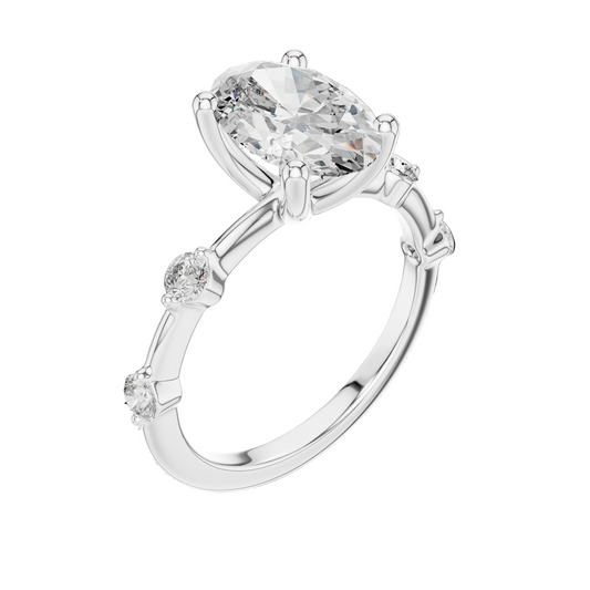 2.24 CT Oval Cut Lab-Grown Diamond Ring for Women | VVS-VS EF CVD Diamonds | 18KT, 14KT, 10KT Gold & 925 Silver | Moissanite Options | Rose, Yellow, White Gold