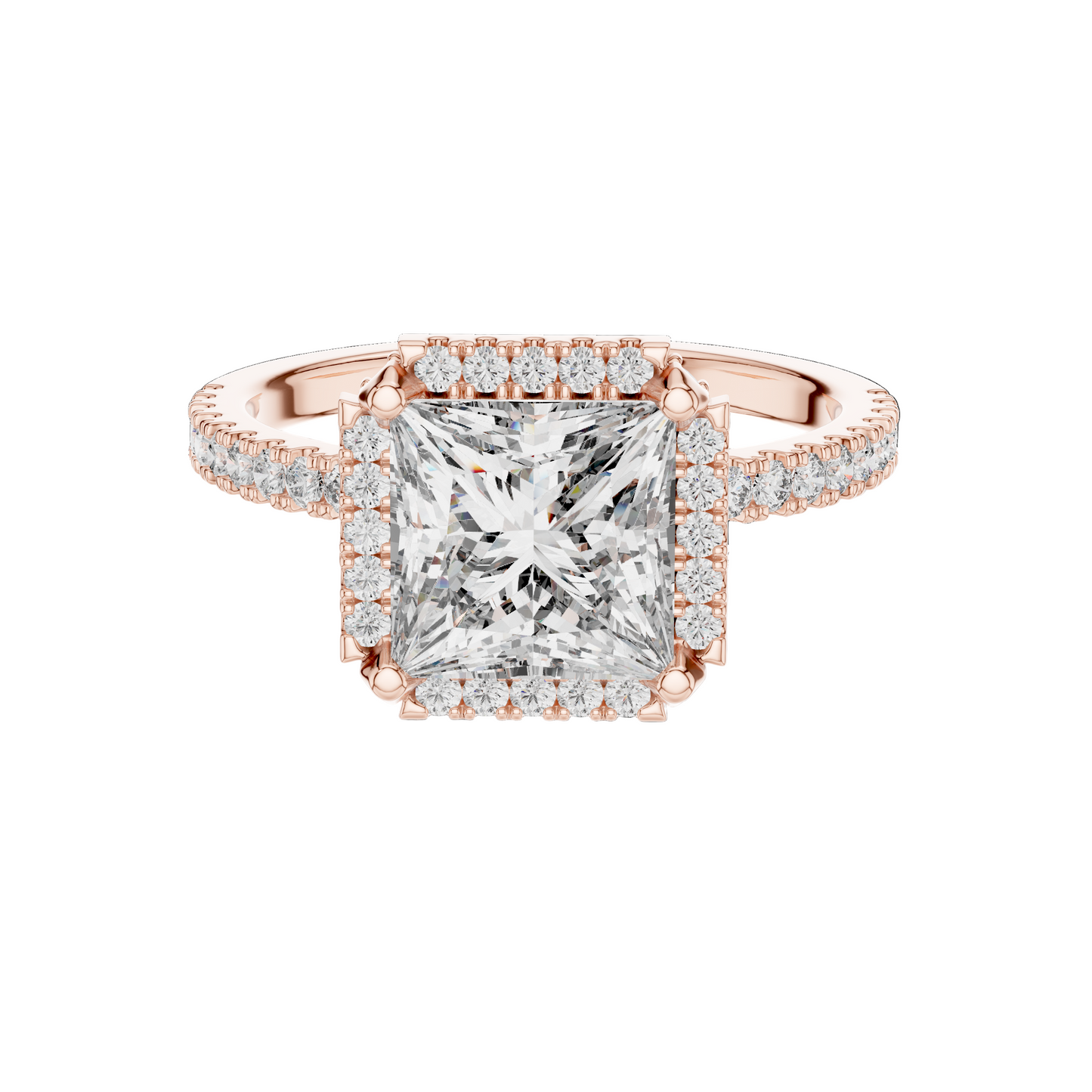2.93 CT Princess Cut Lab Diamond Engagement Ring | VVS-VS EF Clarity | 18KT, 14KT, 10KT Gold & 925 Silver | Rose, Yellow, White Gold & Moissanite Options