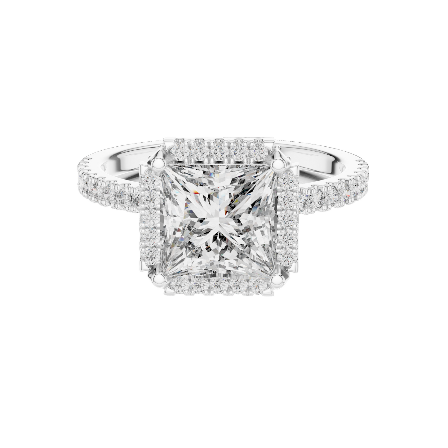2.93 CT Princess Cut Lab Diamond Engagement Ring | VVS-VS EF Clarity | 18KT, 14KT, 10KT Gold & 925 Silver | Rose, Yellow, White Gold & Moissanite Options