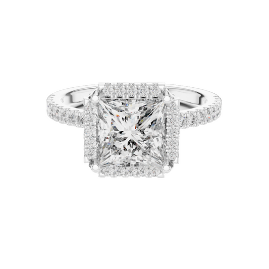 2.93 CT Princess Cut Lab Diamond Engagement Ring | VVS-VS EF Clarity | 18KT, 14KT, 10KT Gold & 925 Silver | Rose, Yellow, White Gold & Moissanite Options