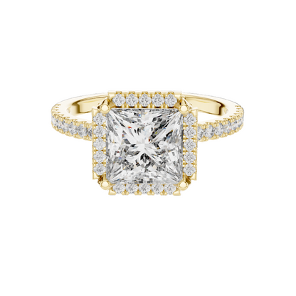 2.93 CT Princess Cut Lab Diamond Engagement Ring | VVS-VS EF Clarity | 18KT, 14KT, 10KT Gold & 925 Silver | Rose, Yellow, White Gold & Moissanite Options