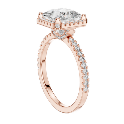 2.93 CT Princess Cut Lab Diamond Engagement Ring | VVS-VS EF Clarity | 18KT, 14KT, 10KT Gold & 925 Silver | Rose, Yellow, White Gold & Moissanite Options