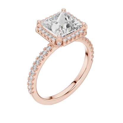 2.93 CT Princess Cut Lab Diamond Engagement Ring | VVS-VS EF Clarity | 18KT, 14KT, 10KT Gold & 925 Silver | Rose, Yellow, White Gold & Moissanite Options