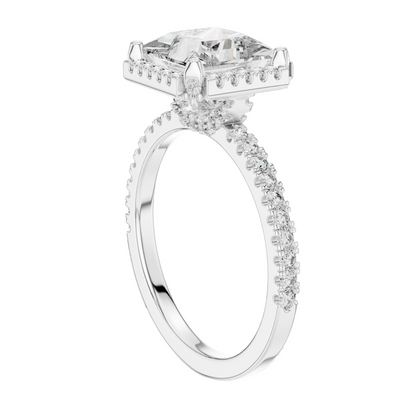 2.93 CT Princess Cut Lab Diamond Engagement Ring | VVS-VS EF Clarity | 18KT, 14KT, 10KT Gold & 925 Silver | Rose, Yellow, White Gold & Moissanite Options