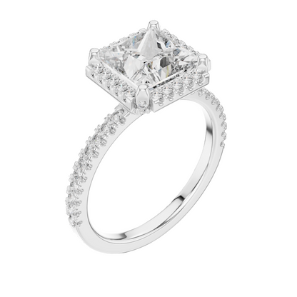 2.93 CT Princess Cut Lab Diamond Engagement Ring | VVS-VS EF Clarity | 18KT, 14KT, 10KT Gold & 925 Silver | Rose, Yellow, White Gold & Moissanite Options