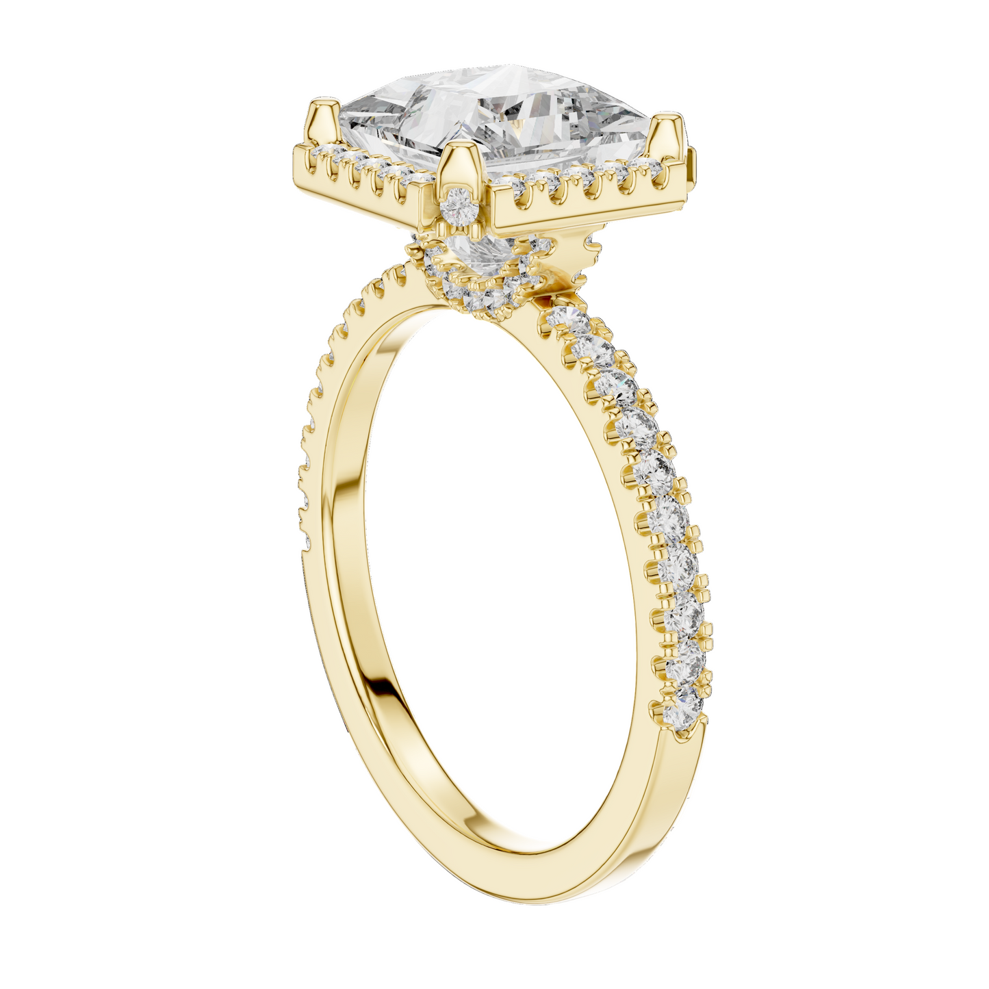 2.93 CT Princess Cut Lab Diamond Engagement Ring | VVS-VS EF Clarity | 18KT, 14KT, 10KT Gold & 925 Silver | Rose, Yellow, White Gold & Moissanite Options