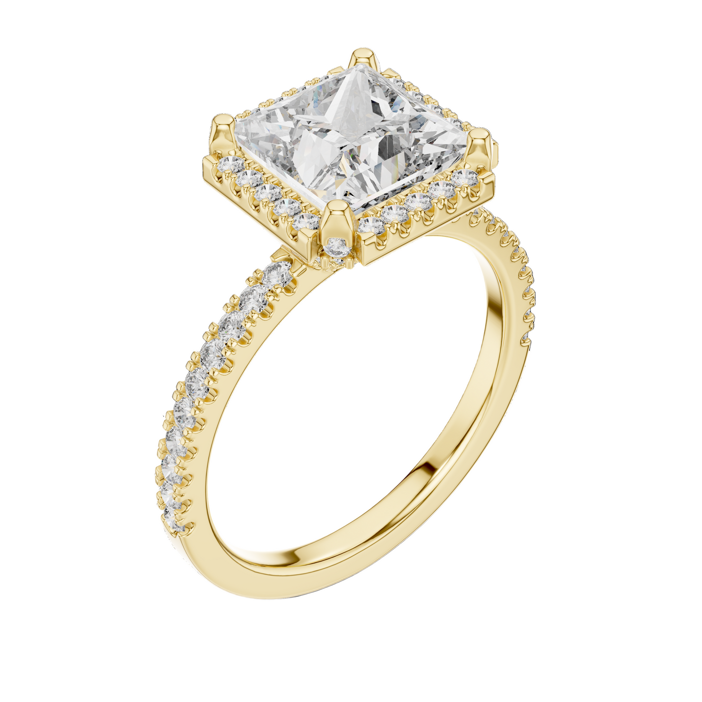 2.93 CT Princess Cut Lab Diamond Engagement Ring | VVS-VS EF Clarity | 18KT, 14KT, 10KT Gold & 925 Silver | Rose, Yellow, White Gold & Moissanite Options