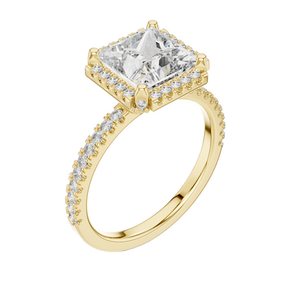 2.93 CT Princess Cut Lab Diamond Engagement Ring | VVS-VS EF Clarity | 18KT, 14KT, 10KT Gold & 925 Silver | Rose, Yellow, White Gold & Moissanite Options