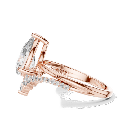 2.34 CT Pear-Shaped Lab Diamond Ring for Women | VVS-VS EF Clarity | 18KT, 14KT, 10KT Gold & 925 Silver | Rose, Yellow, White Gold & Moissanite Options