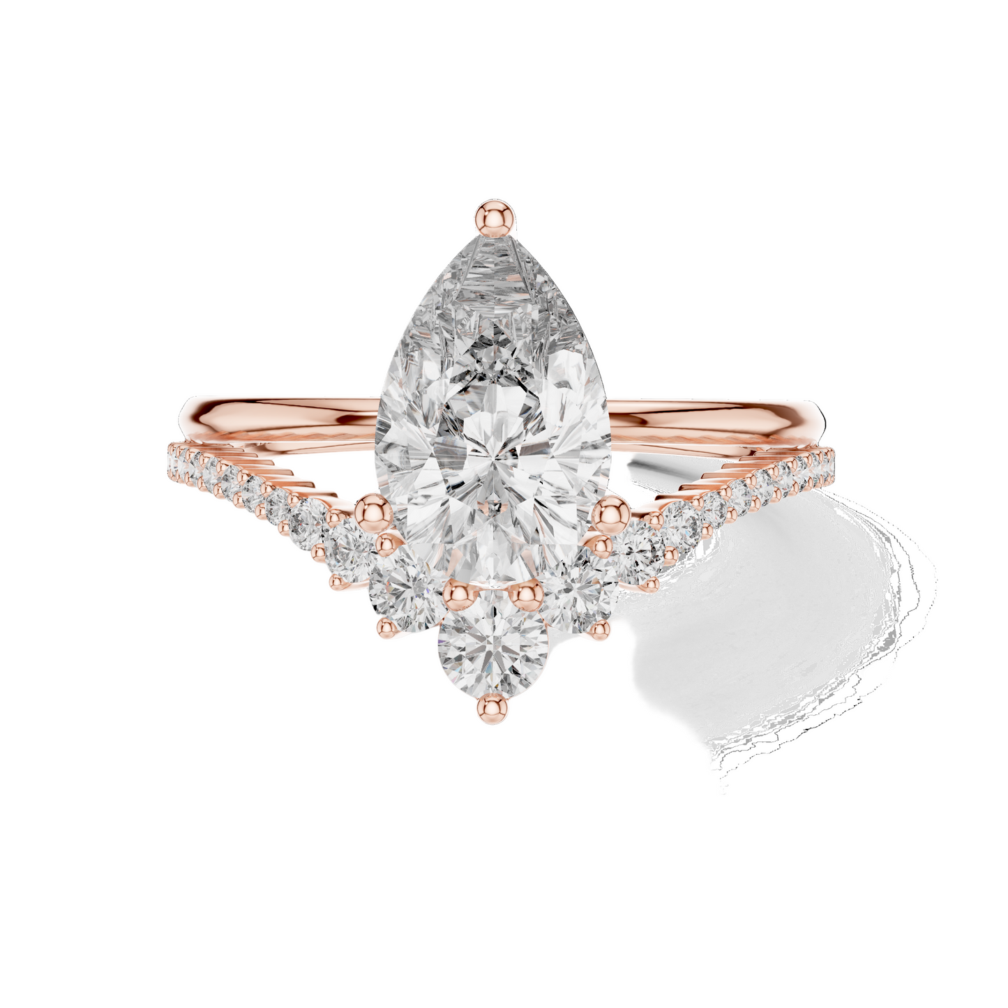 2.34 CT Pear-Shaped Lab Diamond Ring for Women | VVS-VS EF Clarity | 18KT, 14KT, 10KT Gold & 925 Silver | Rose, Yellow, White Gold & Moissanite Options