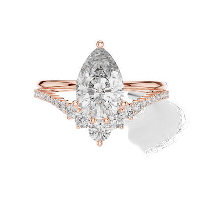 2.34 CT Pear-Shaped Lab Diamond Ring for Women | VVS-VS EF Clarity | 18KT, 14KT, 10KT Gold & 925 Silver | Rose, Yellow, White Gold & Moissanite Options
