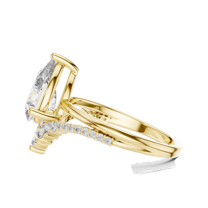 2.34 CT Pear-Shaped Lab Diamond Ring for Women | VVS-VS EF Clarity | 18KT, 14KT, 10KT Gold & 925 Silver | Rose, Yellow, White Gold & Moissanite Options