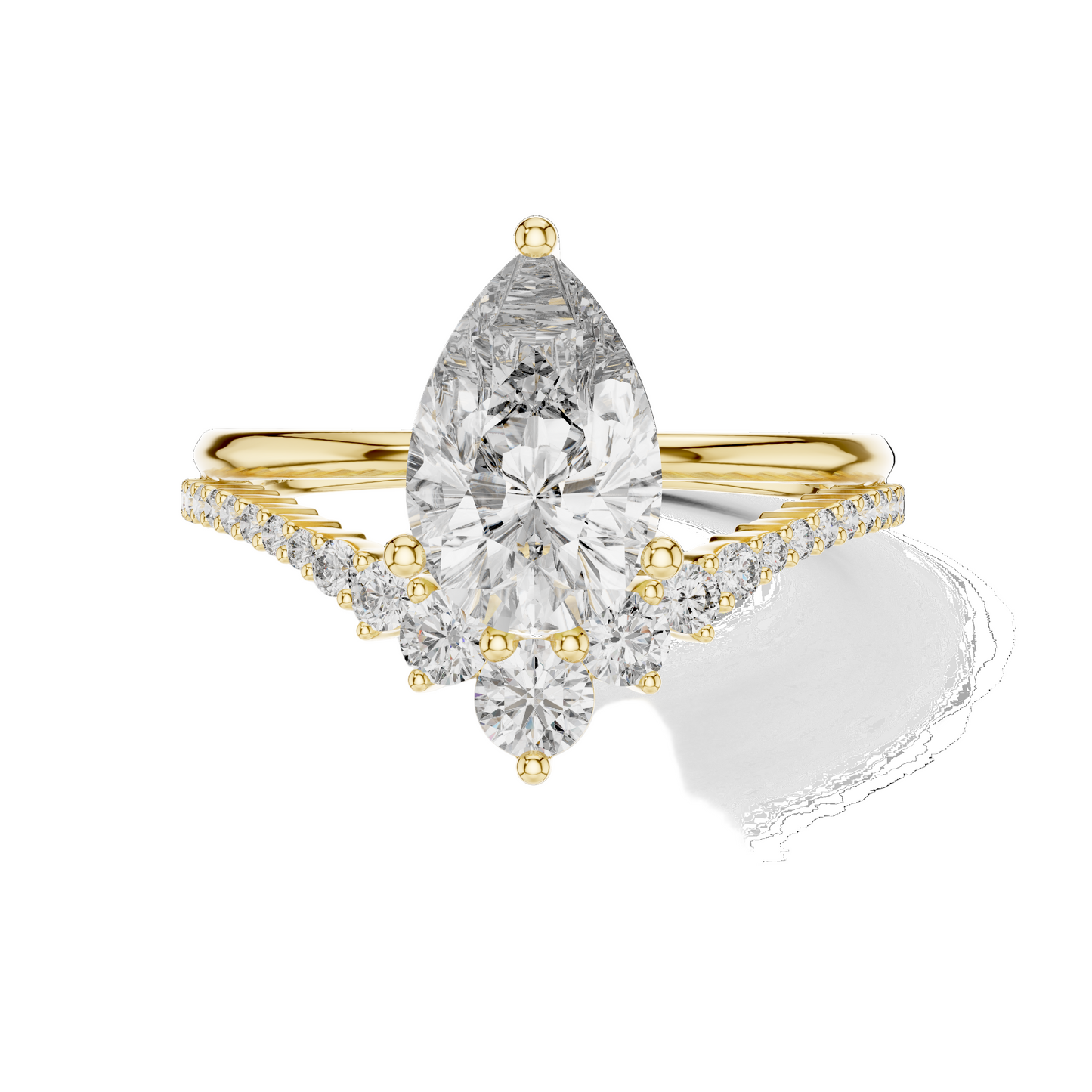2.34 CT Pear-Shaped Lab Diamond Ring for Women | VVS-VS EF Clarity | 18KT, 14KT, 10KT Gold & 925 Silver | Rose, Yellow, White Gold & Moissanite Options