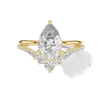 2.34 CT Pear-Shaped Lab Diamond Ring for Women | VVS-VS EF Clarity | 18KT, 14KT, 10KT Gold & 925 Silver | Rose, Yellow, White Gold & Moissanite Options