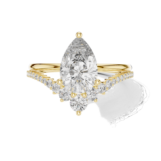 2.34 CT Pear-Shaped Lab Diamond Ring for Women | VVS-VS EF Clarity | 18KT, 14KT, 10KT Gold & 925 Silver | Rose, Yellow, White Gold & Moissanite Options