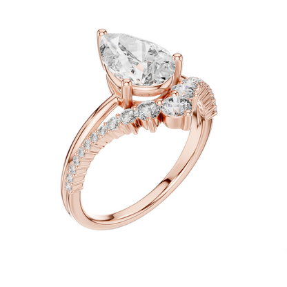 2.34 CT Pear-Shaped Lab Diamond Ring for Women | VVS-VS EF Clarity | 18KT, 14KT, 10KT Gold & 925 Silver | Rose, Yellow, White Gold & Moissanite Options