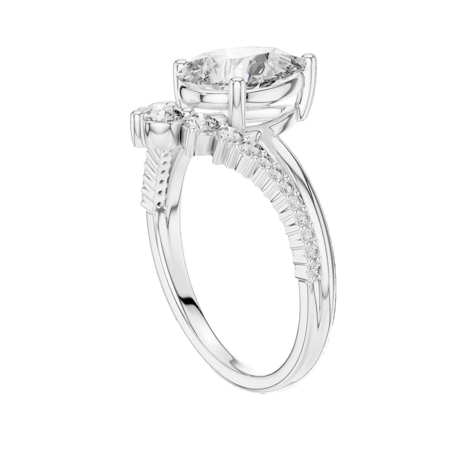 2.34 CT Pear-Shaped Lab Diamond Ring for Women | VVS-VS EF Clarity | 18KT, 14KT, 10KT Gold & 925 Silver | Rose, Yellow, White Gold & Moissanite Options
