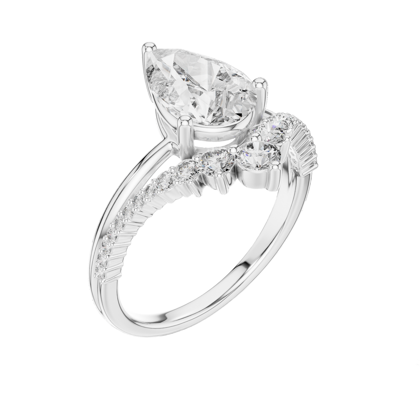 2.34 CT Pear-Shaped Lab Diamond Ring for Women | VVS-VS EF Clarity | 18KT, 14KT, 10KT Gold & 925 Silver | Rose, Yellow, White Gold & Moissanite Options