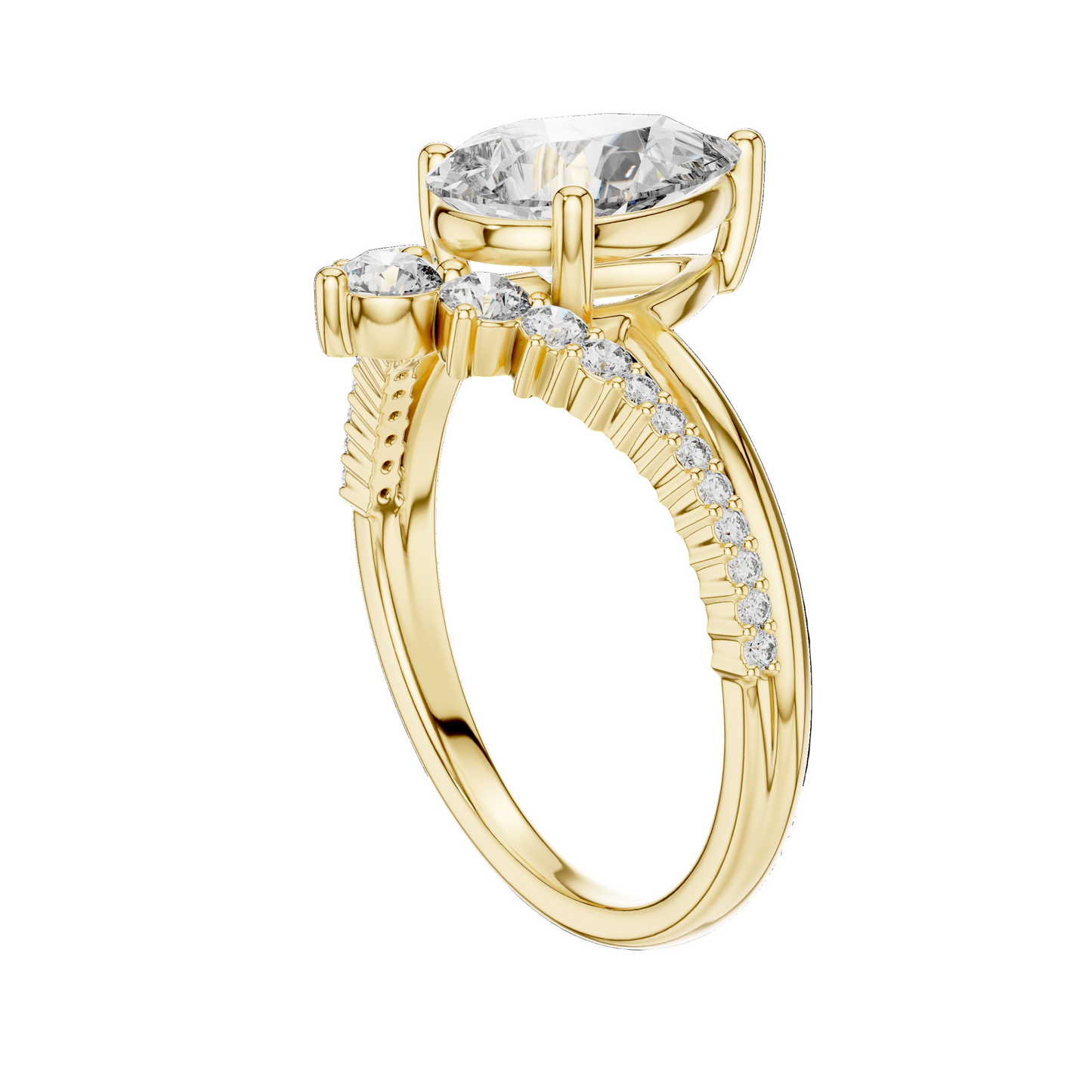 2.34 CT Pear-Shaped Lab Diamond Ring for Women | VVS-VS EF Clarity | 18KT, 14KT, 10KT Gold & 925 Silver | Rose, Yellow, White Gold & Moissanite Options