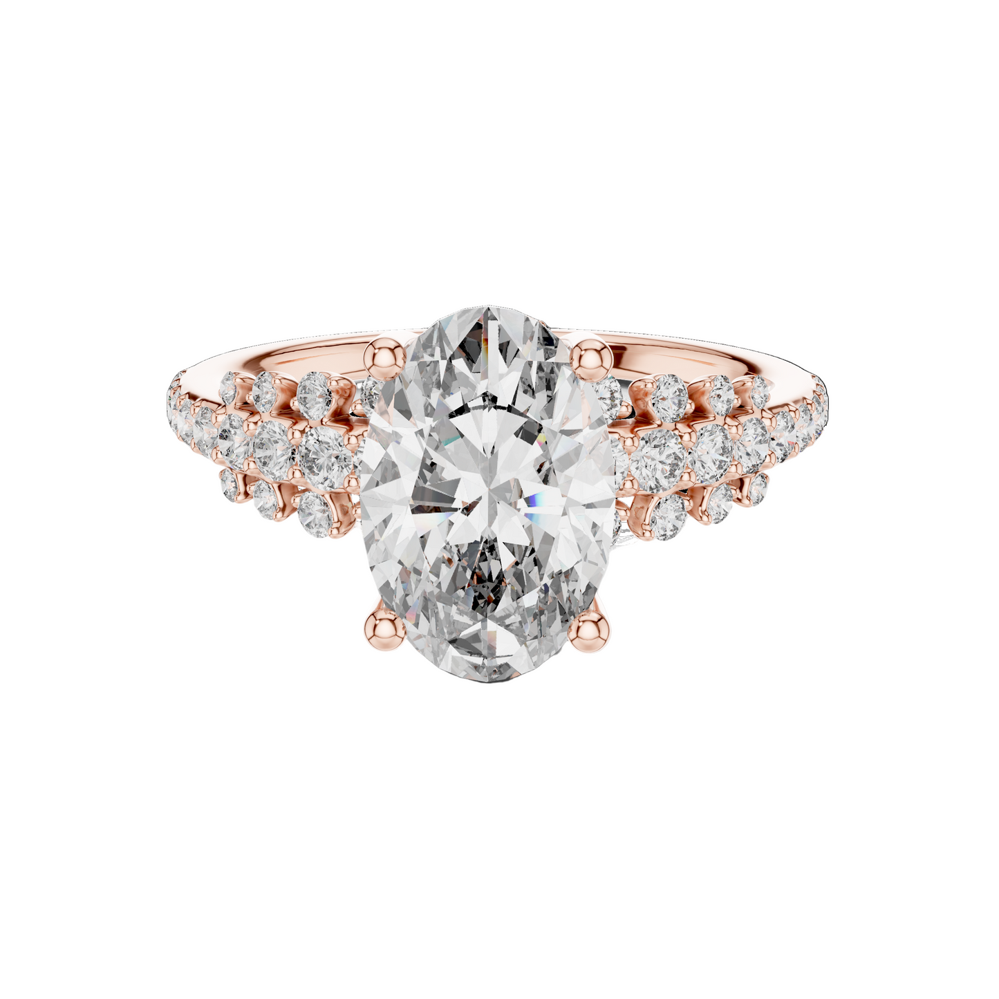 2.57 CT Oval Lab Diamond Ring for Women | VVS-VS EF Clarity | 18KT, 14KT, 10KT Gold & 925 Silver | Moissanite Option Available | Rose, Yellow, White Gold