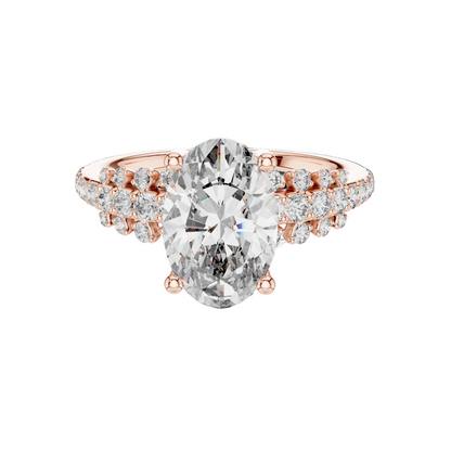 2.57 CT Oval Lab Diamond Ring for Women | VVS-VS EF Clarity | 18KT, 14KT, 10KT Gold & 925 Silver | Moissanite Option Available | Rose, Yellow, White Gold