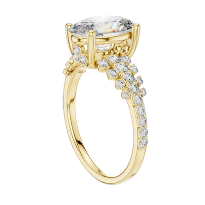 2.57 CT Oval Lab Diamond Ring for Women | VVS-VS EF Clarity | 18KT, 14KT, 10KT Gold & 925 Silver | Moissanite Option Available | Rose, Yellow, White Gold