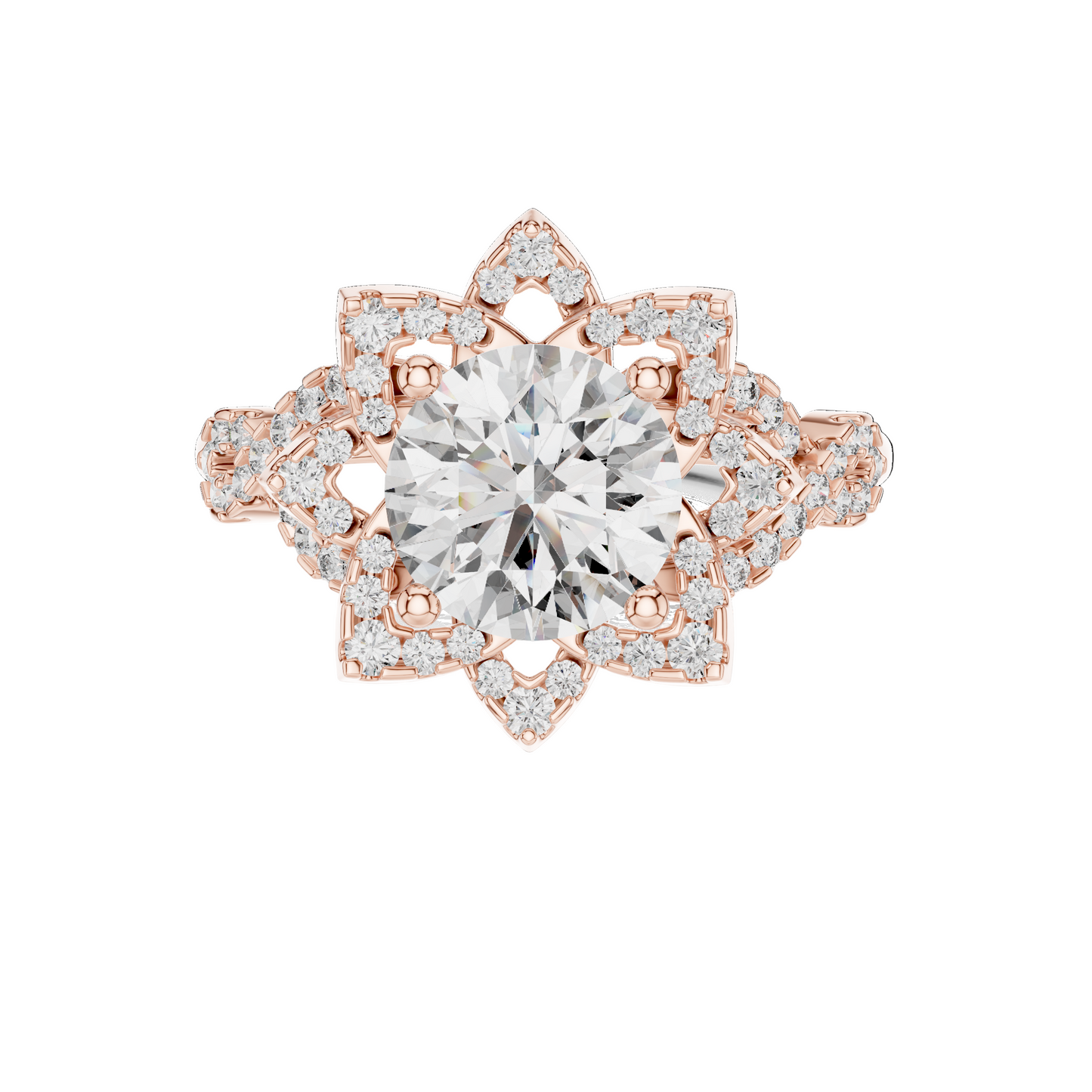 1.82 CT Lab Diamond Halo Ring for Women | VVS-VS EF Clarity | 18KT, 14KT, 10KT Gold & 925 Silver | Rose, Yellow, White Gold & Moissanite Options