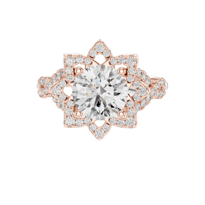 1.82 CT Lab Diamond Halo Ring for Women | VVS-VS EF Clarity | 18KT, 14KT, 10KT Gold & 925 Silver | Rose, Yellow, White Gold & Moissanite Options