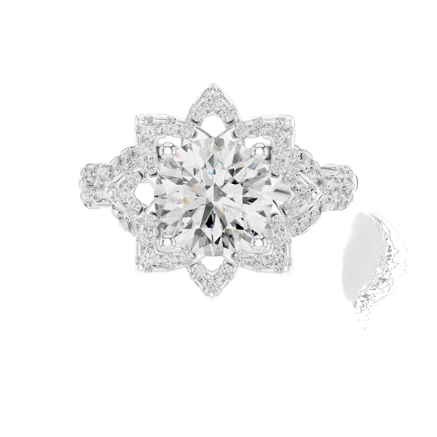 1.82 CT Lab Diamond Halo Ring for Women | VVS-VS EF Clarity | 18KT, 14KT, 10KT Gold & 925 Silver | Rose, Yellow, White Gold & Moissanite Options