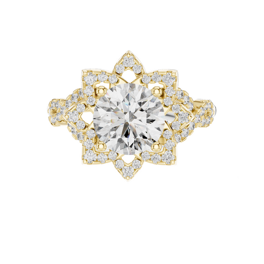 1.82 CT Lab Diamond Halo Ring for Women | VVS-VS EF Clarity | 18KT, 14KT, 10KT Gold & 925 Silver | Rose, Yellow, White Gold & Moissanite Options