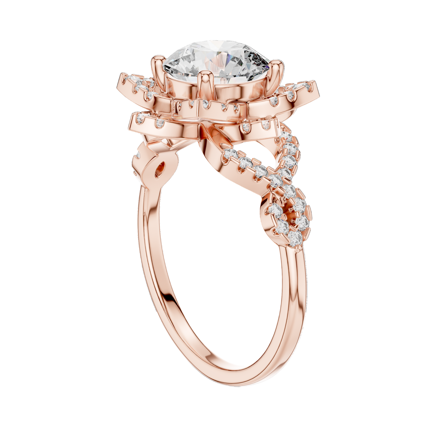 1.82 CT Lab Diamond Halo Ring for Women | VVS-VS EF Clarity | 18KT, 14KT, 10KT Gold & 925 Silver | Rose, Yellow, White Gold & Moissanite Options