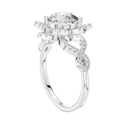 1.82 CT Lab Diamond Halo Ring for Women | VVS-VS EF Clarity | 18KT, 14KT, 10KT Gold & 925 Silver | Rose, Yellow, White Gold & Moissanite Options