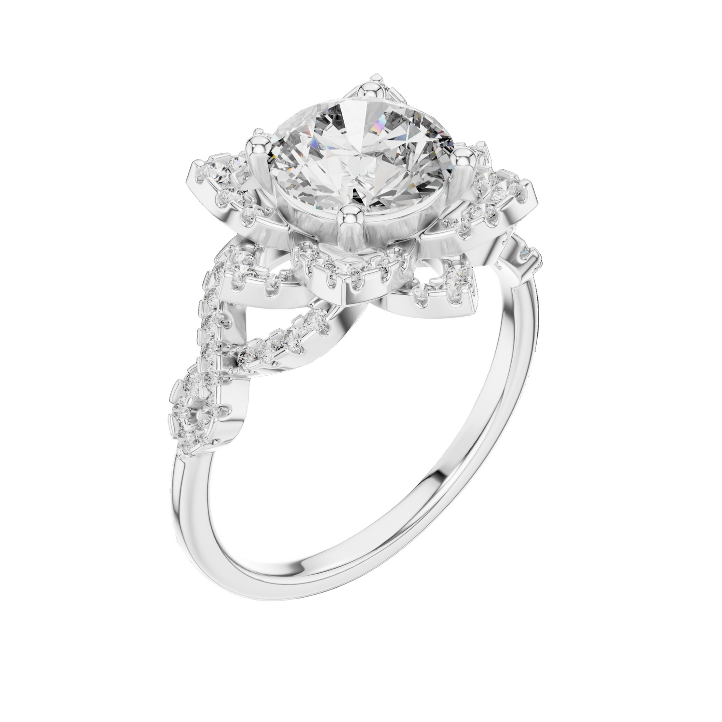 1.82 CT Lab Diamond Halo Ring for Women | VVS-VS EF Clarity | 18KT, 14KT, 10KT Gold & 925 Silver | Rose, Yellow, White Gold & Moissanite Options