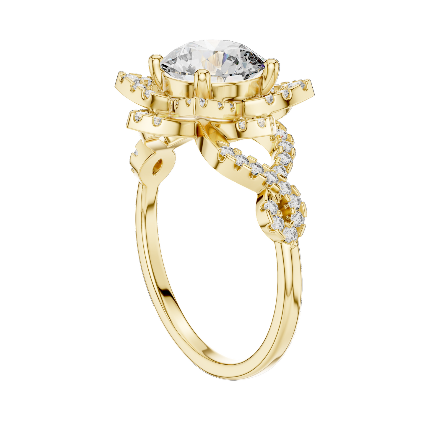 1.82 CT Lab Diamond Halo Ring for Women | VVS-VS EF Clarity | 18KT, 14KT, 10KT Gold & 925 Silver | Rose, Yellow, White Gold & Moissanite Options