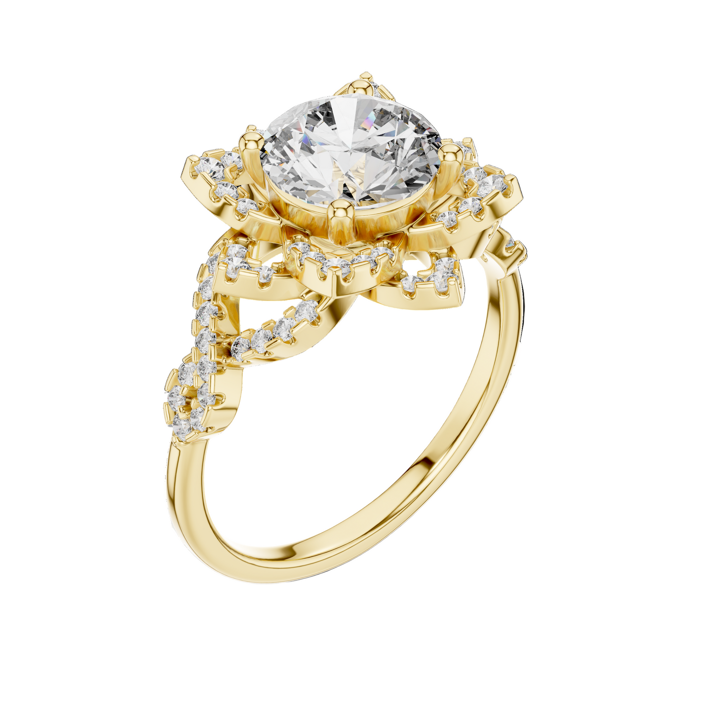 1.82 CT Lab Diamond Halo Ring for Women | VVS-VS EF Clarity | 18KT, 14KT, 10KT Gold & 925 Silver | Rose, Yellow, White Gold & Moissanite Options
