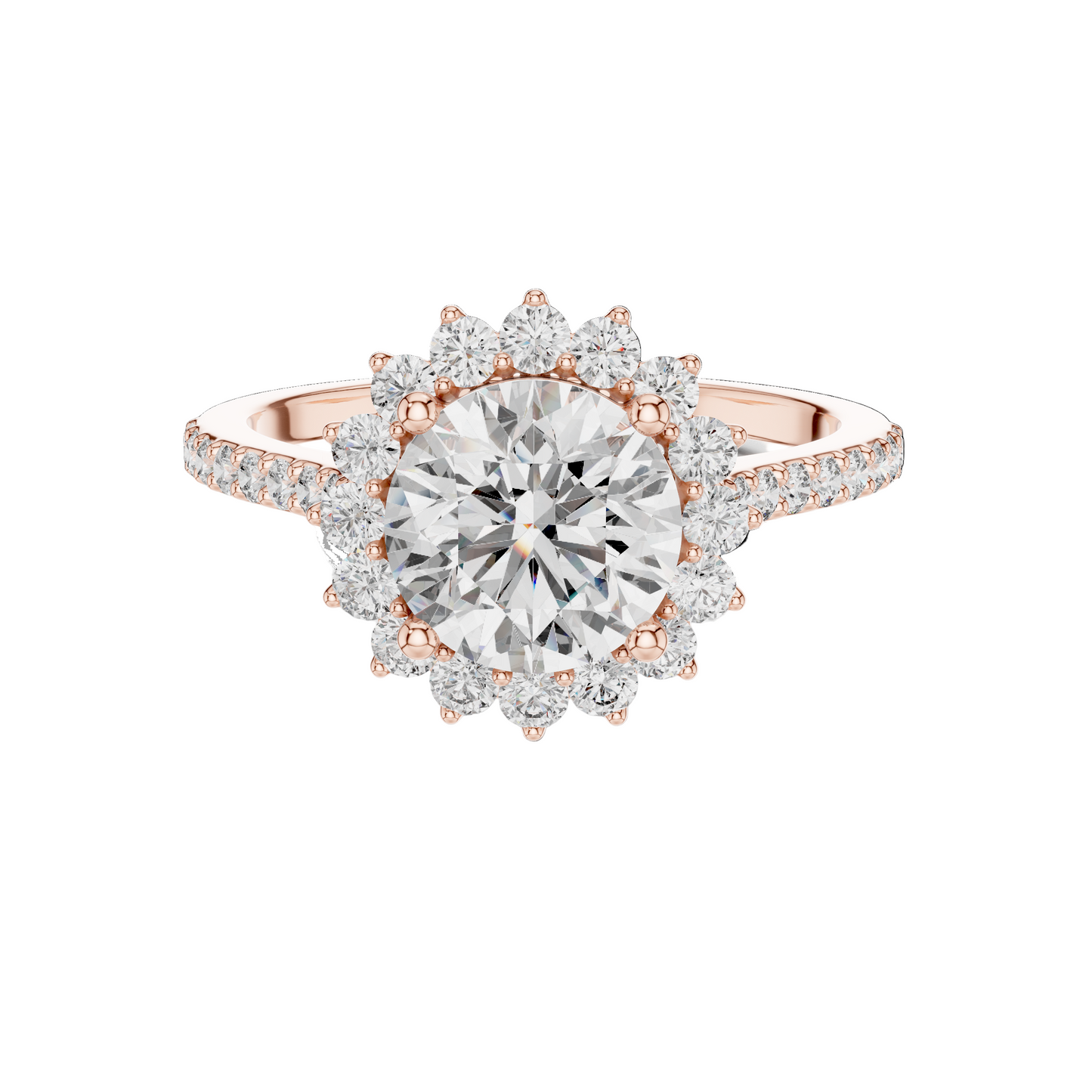 1.98 CT Lab-Grown Diamond Halo Engagement Ring for Women | VVS-VS EF Clarity | 18KT, 14KT, 10KT Gold & 925 Silver | Rose, Yellow, White Gold & Moissanite Options