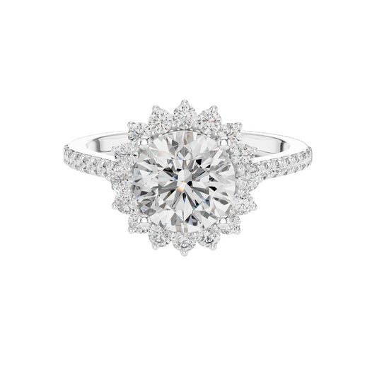 1.98 CT Lab-Grown Diamond Halo Engagement Ring for Women | VVS-VS EF Clarity | 18KT, 14KT, 10KT Gold & 925 Silver | Rose, Yellow, White Gold & Moissanite Options
