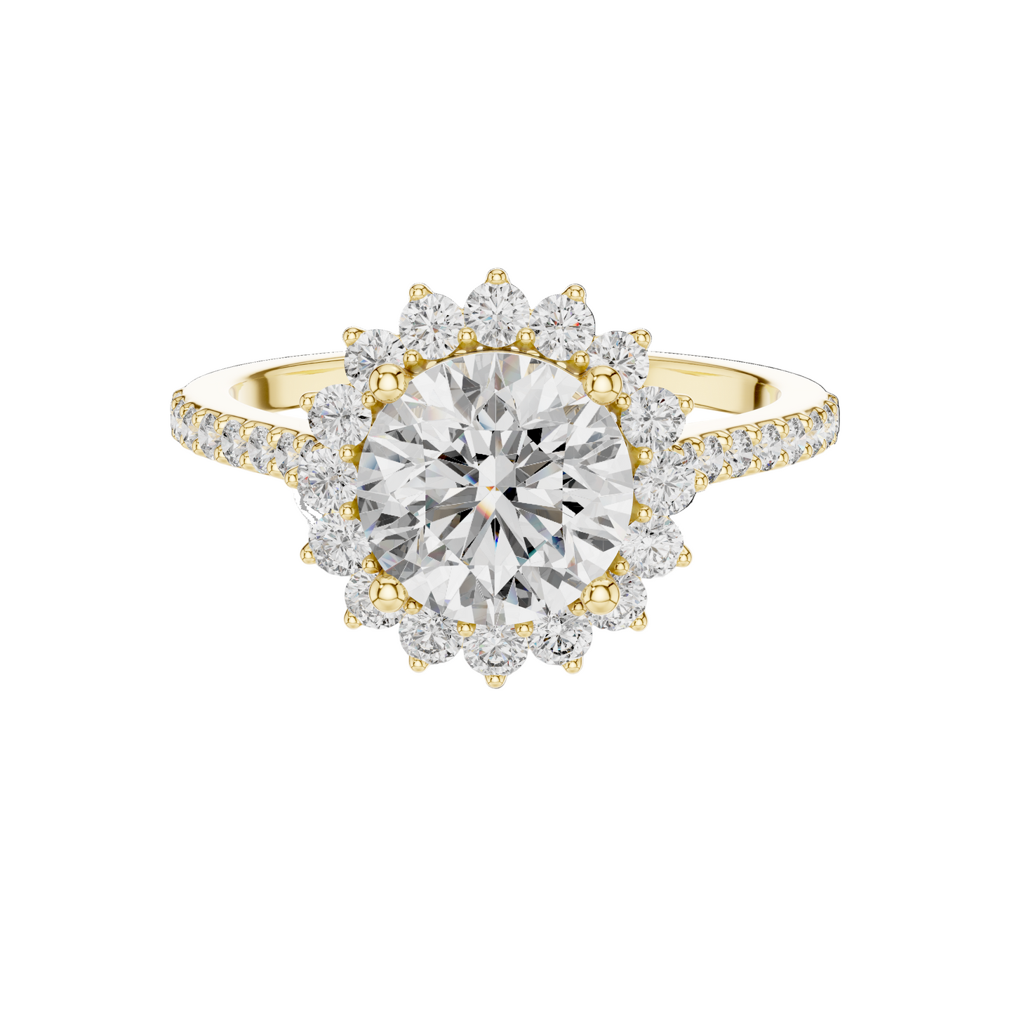 1.98 CT Lab-Grown Diamond Halo Engagement Ring for Women | VVS-VS EF Clarity | 18KT, 14KT, 10KT Gold & 925 Silver | Rose, Yellow, White Gold & Moissanite Options