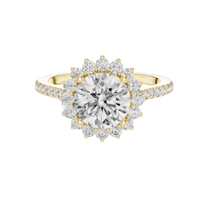 1.98 CT Lab-Grown Diamond Halo Engagement Ring for Women | VVS-VS EF Clarity | 18KT, 14KT, 10KT Gold & 925 Silver | Rose, Yellow, White Gold & Moissanite Options