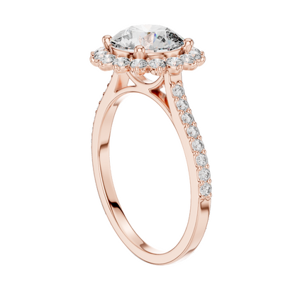 1.98 CT Lab-Grown Diamond Halo Engagement Ring for Women | VVS-VS EF Clarity | 18KT, 14KT, 10KT Gold & 925 Silver | Rose, Yellow, White Gold & Moissanite Options