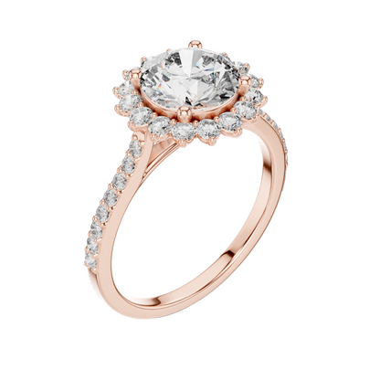 1.98 CT Lab-Grown Diamond Halo Engagement Ring for Women | VVS-VS EF Clarity | 18KT, 14KT, 10KT Gold & 925 Silver | Rose, Yellow, White Gold & Moissanite Options