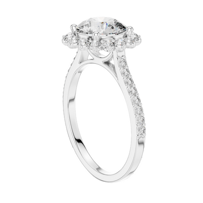 1.98 CT Lab-Grown Diamond Halo Engagement Ring for Women | VVS-VS EF Clarity | 18KT, 14KT, 10KT Gold & 925 Silver | Rose, Yellow, White Gold & Moissanite Options