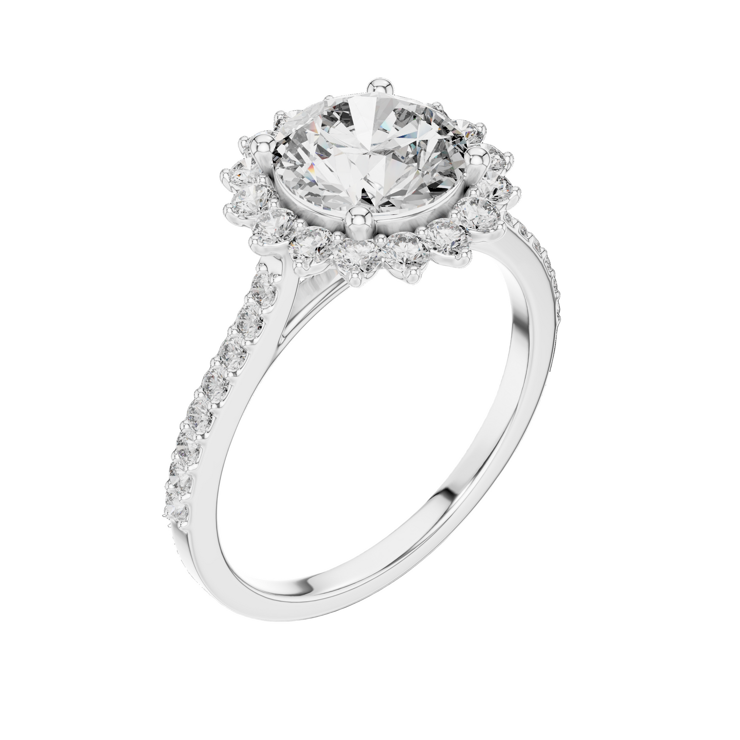 1.98 CT Lab-Grown Diamond Halo Engagement Ring for Women | VVS-VS EF Clarity | 18KT, 14KT, 10KT Gold & 925 Silver | Rose, Yellow, White Gold & Moissanite Options