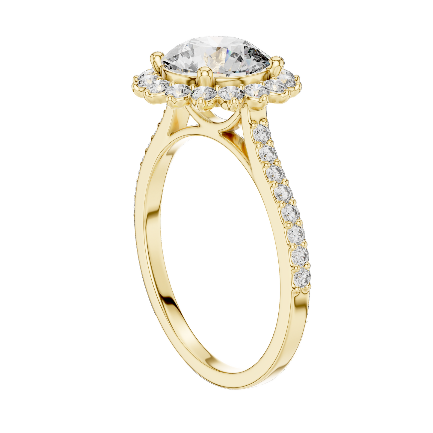 1.98 CT Lab-Grown Diamond Halo Engagement Ring for Women | VVS-VS EF Clarity | 18KT, 14KT, 10KT Gold & 925 Silver | Rose, Yellow, White Gold & Moissanite Options