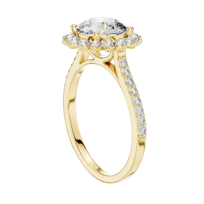 1.98 CT Lab-Grown Diamond Halo Engagement Ring for Women | VVS-VS EF Clarity | 18KT, 14KT, 10KT Gold & 925 Silver | Rose, Yellow, White Gold & Moissanite Options